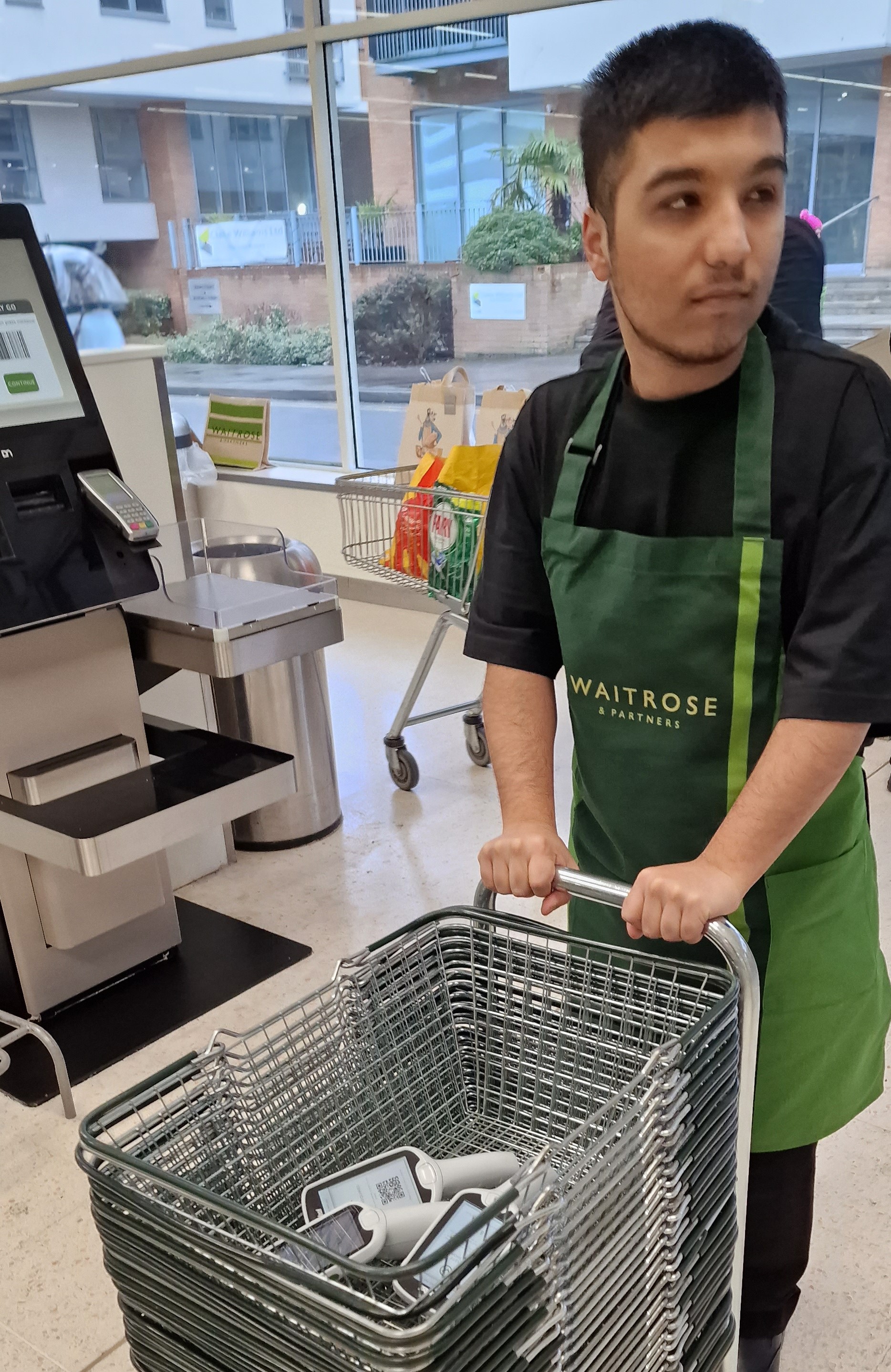A student taking part in work experience at Waitrose