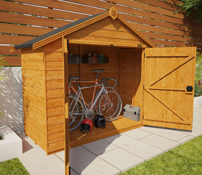 Wooden shed and e-bike