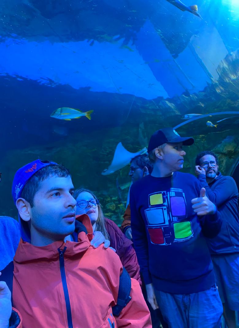 Group of people at an aquarium