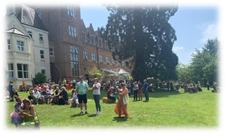 A large gathering of people on the lawn