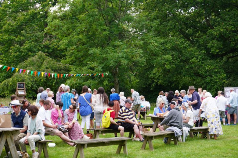 A crowd of people in the grounds